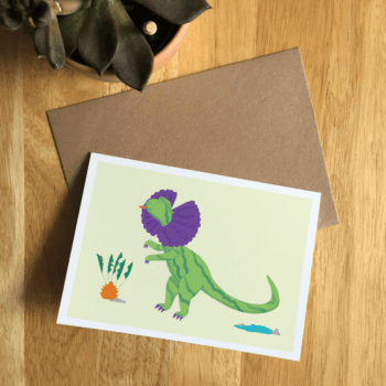 Dilophosaurus Illustrated Dinosaur A6 Recycled Greetings card