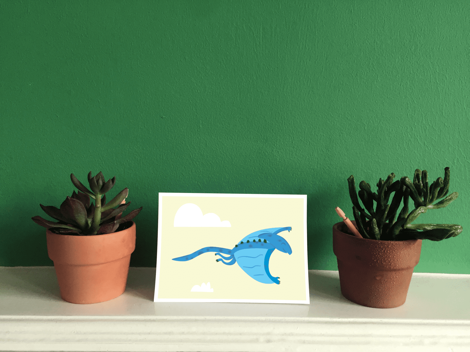 Pterodactyl Illustrated Dinosaur A6 Recycled Greetings card