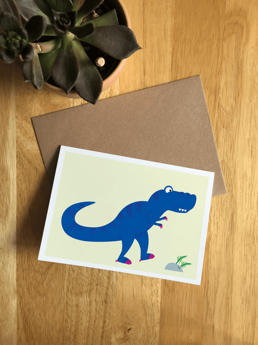 T-Rex / Tyrannosaurus Rex Illustrated Dinosaur A6 Recycled Greetings card