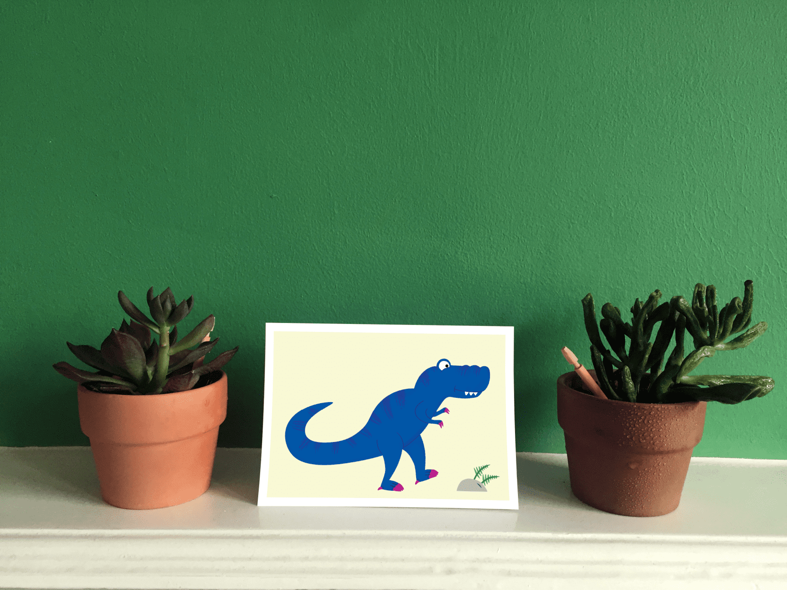 T-Rex / Tyrannosaurus Rex Illustrated Dinosaur A6 Recycled Greetings card