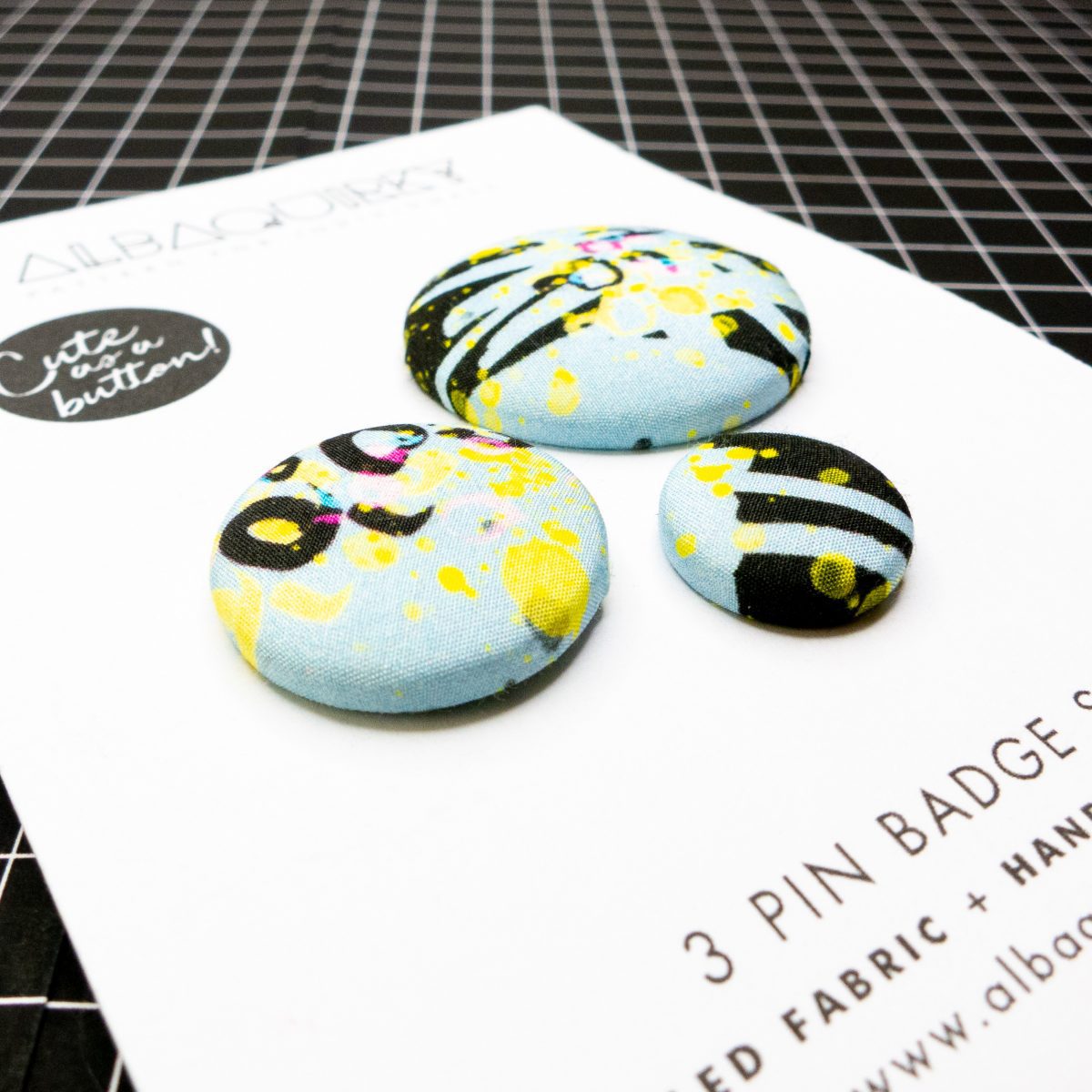 Cute as a button pin badge brooches 'Wild Meadow' - set of three