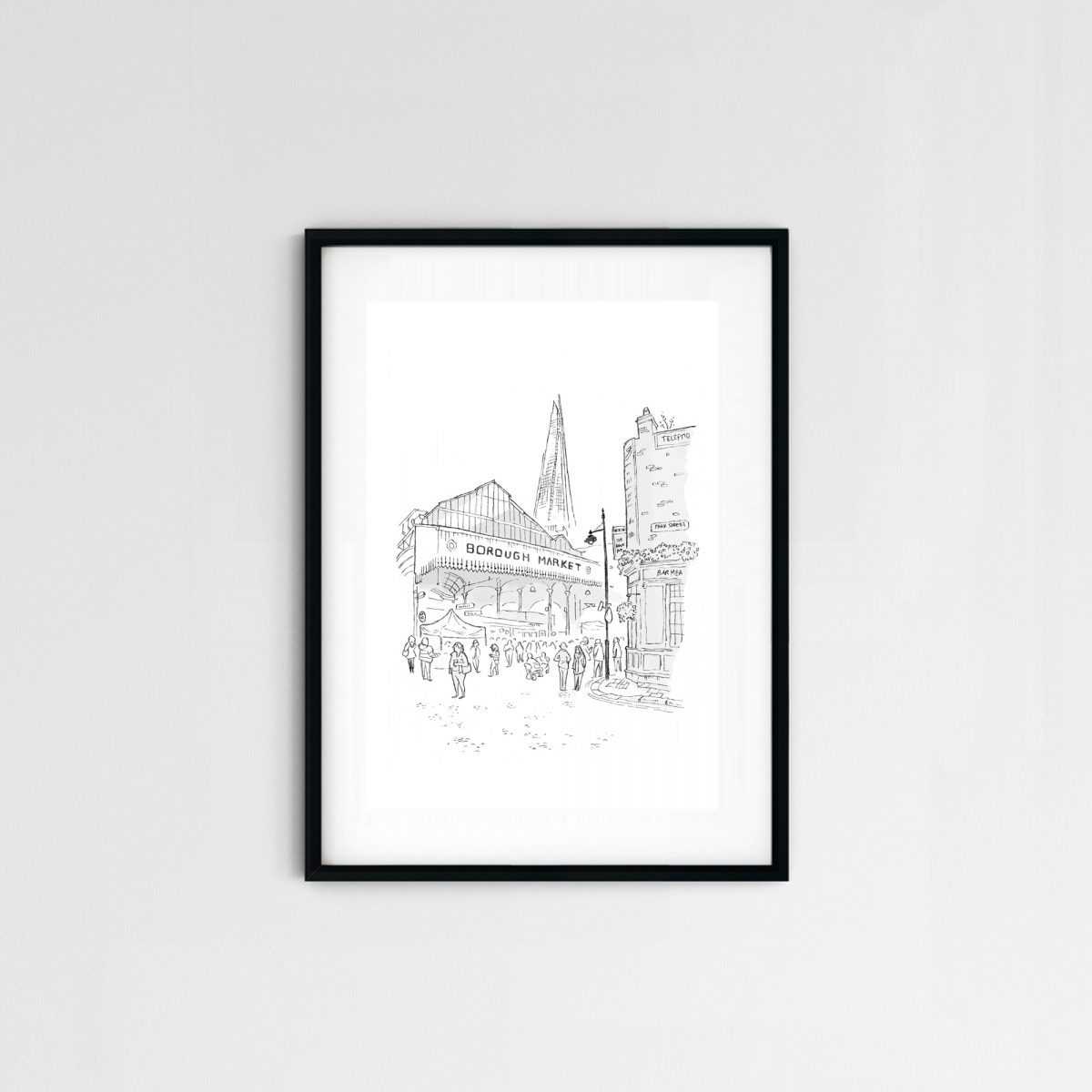 Borough Market sketch, London artwork, signed print