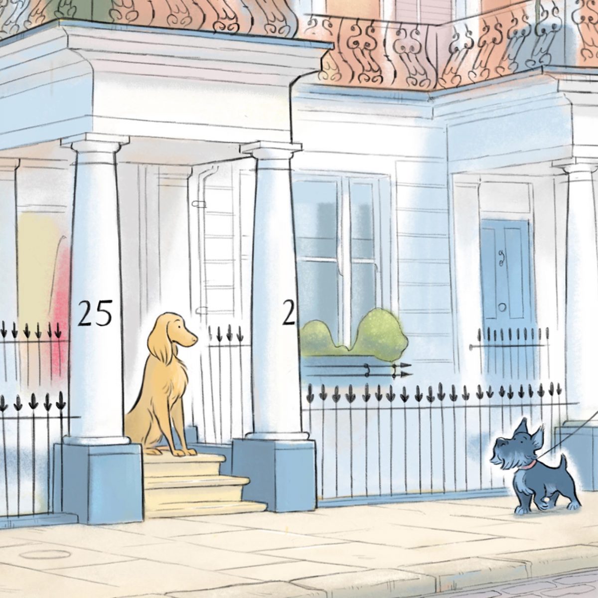 Dogs on a Kensington street, London Artwork, signed print