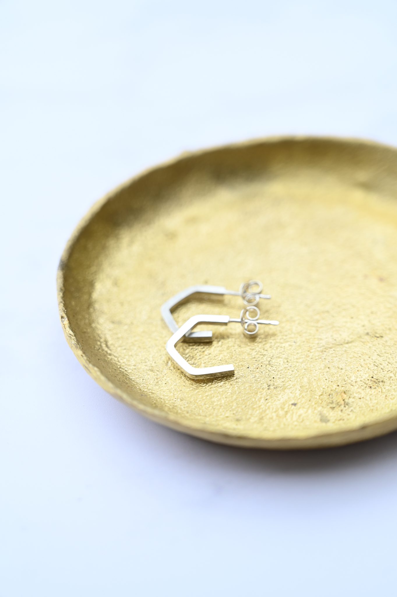 Hexagon Hoops Earrings - Sterling Silver