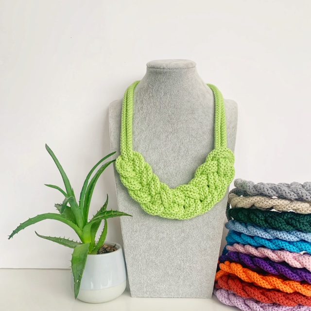 Lena Necklace - Colour Block Knotted Cotton Rope Necklace