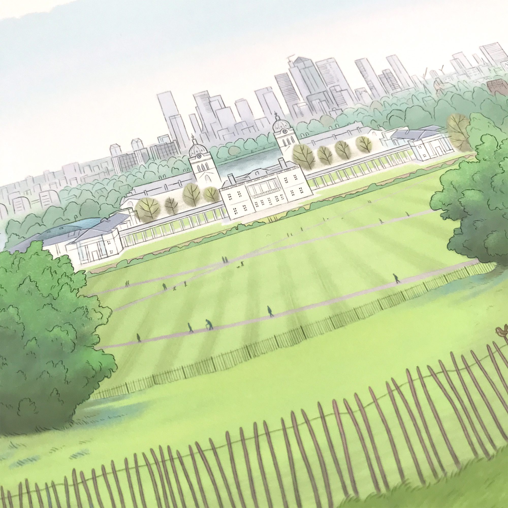 Greenwich Park View, London artwork, signed print