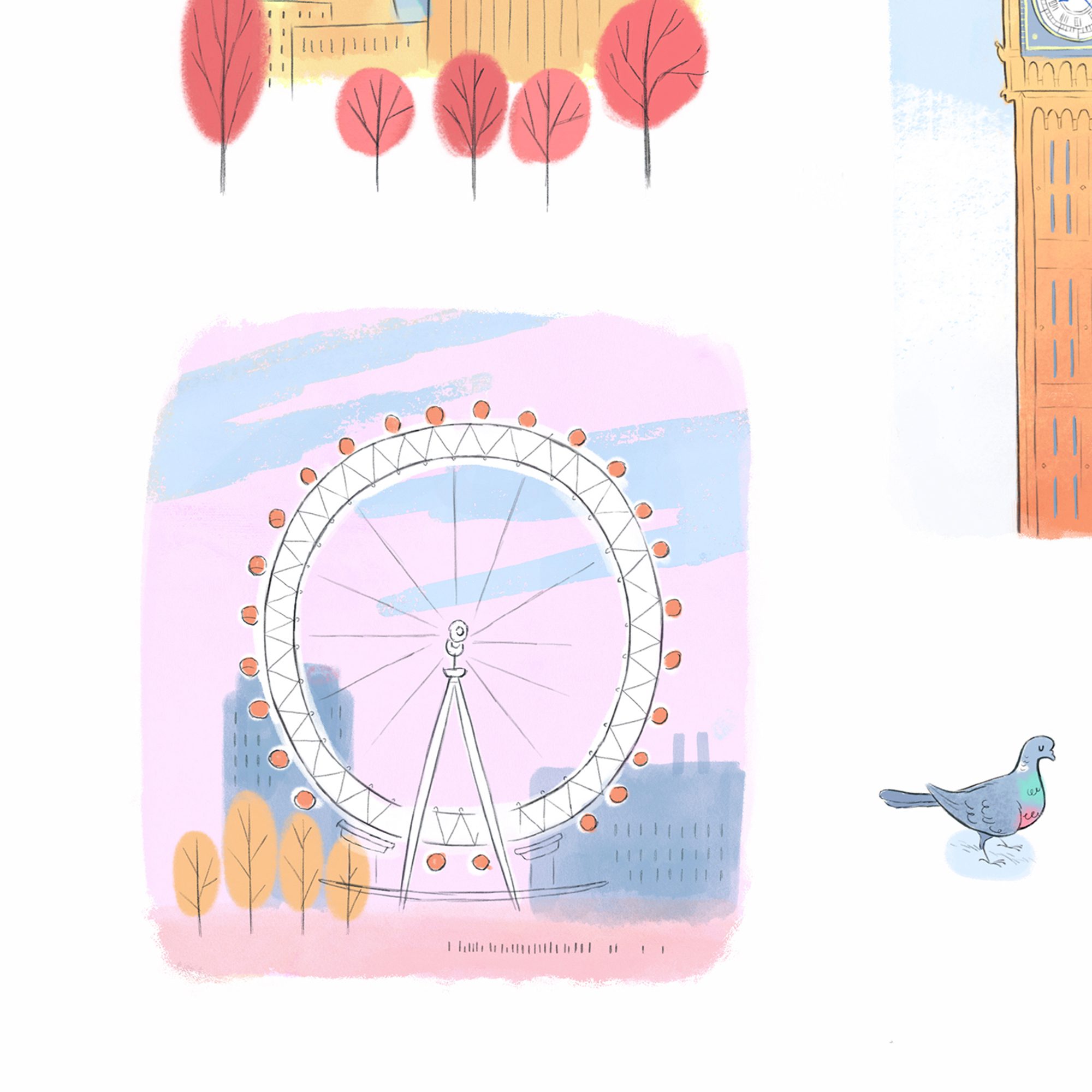 Landmarks of London Fine Art Print