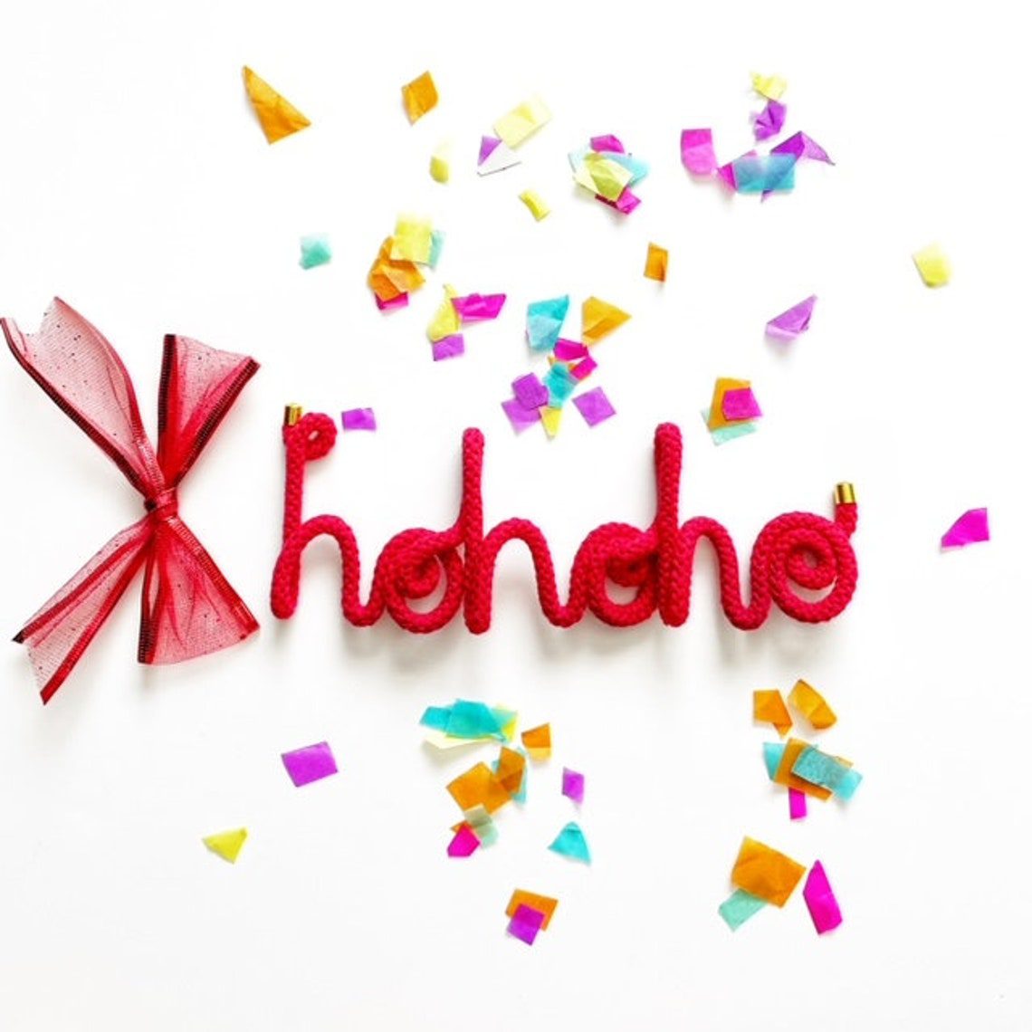 Ho Ho Ho knitted word decoration - Christmas Knitted Word décor