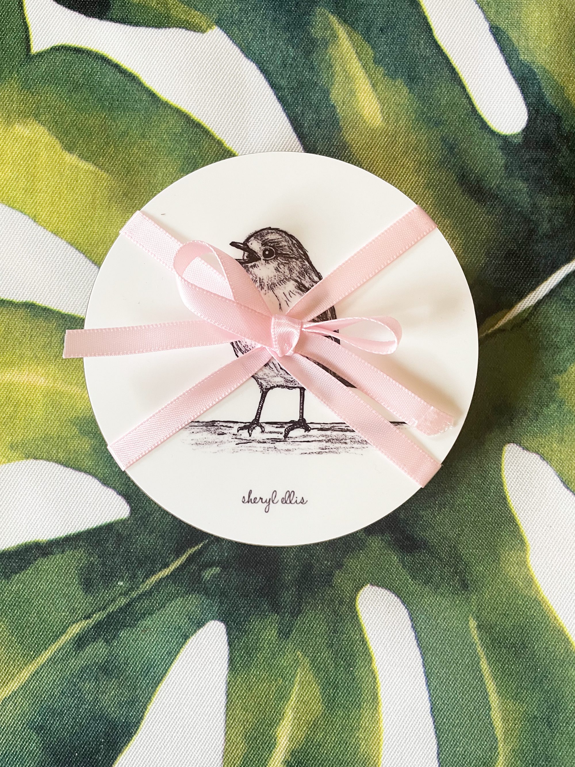 Happy Robin Coasters - Pack of 4 - White