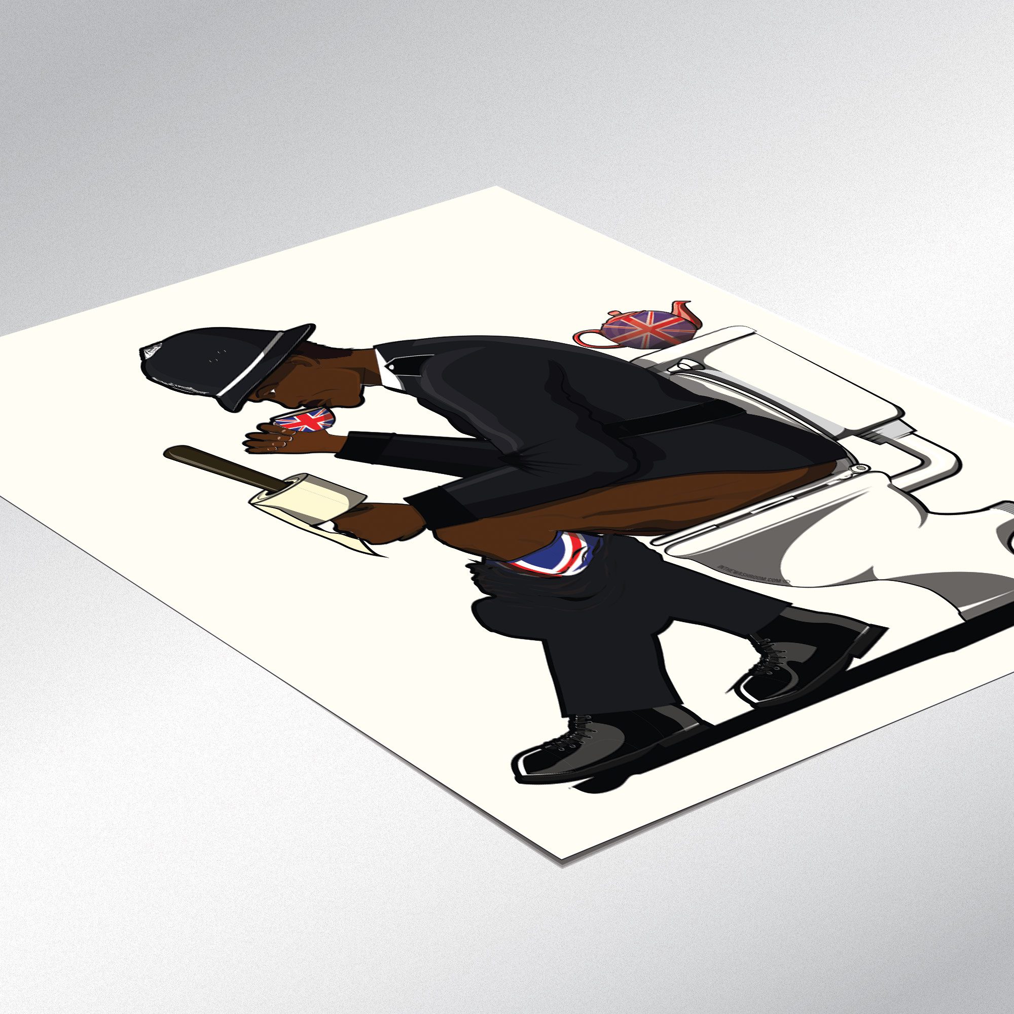 British Police Officer on the Toilet, Funny Bathroom Print