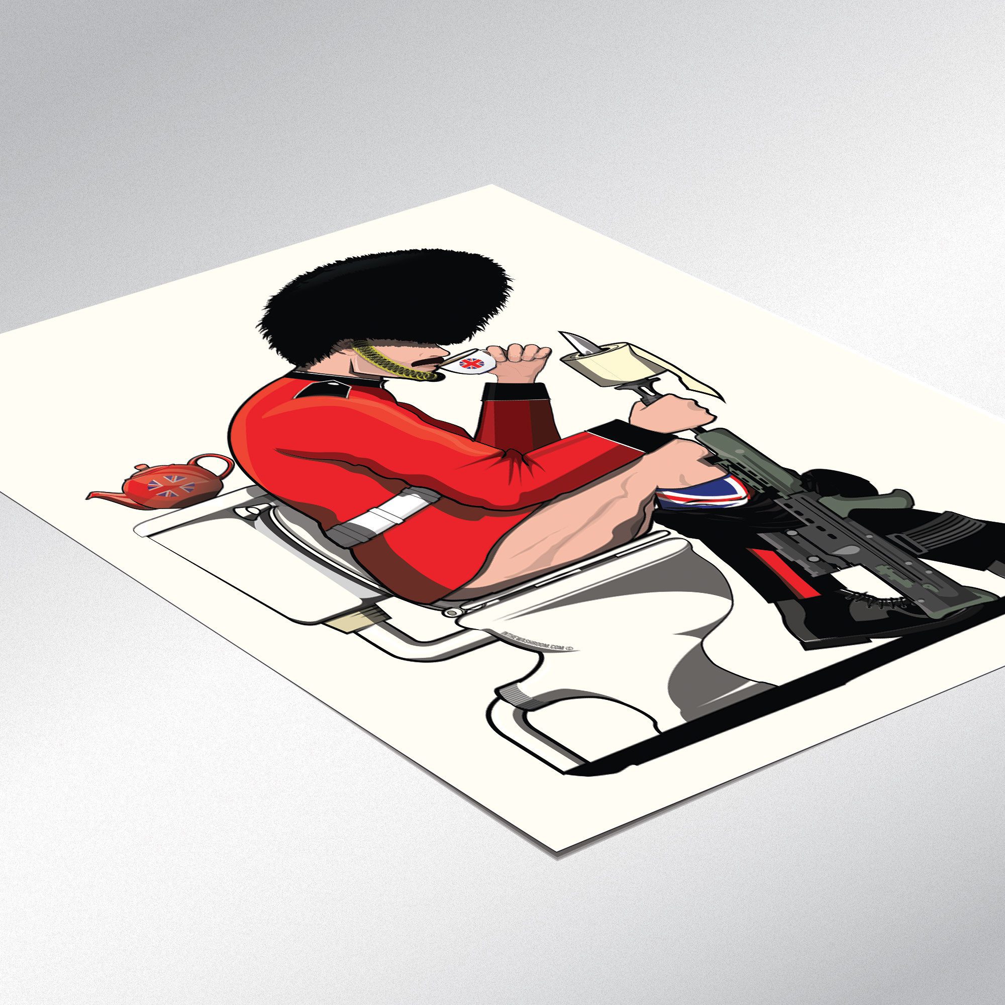 British Soldier on the Toilet, Funny Bathroom Humour Art Print