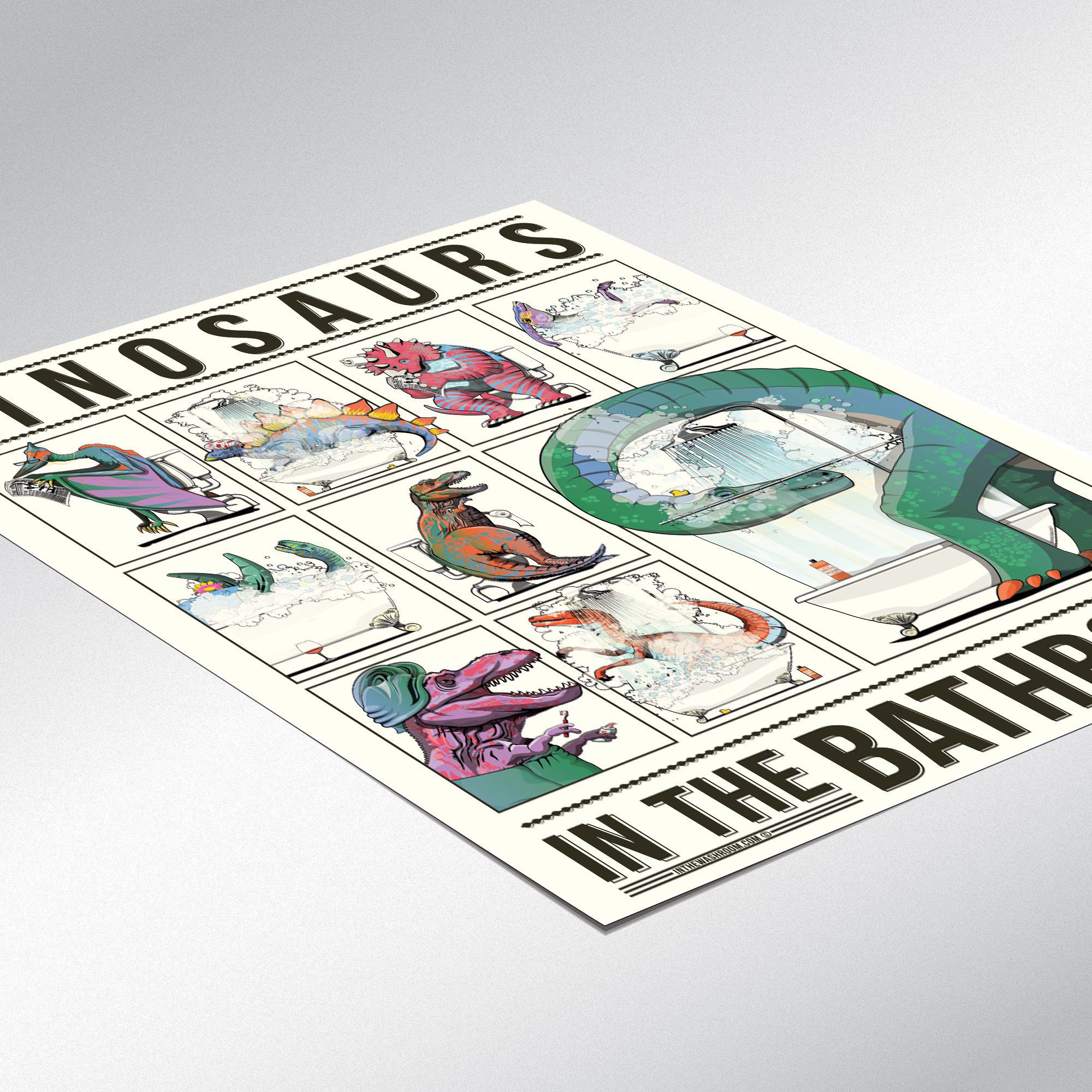 Dinosaurs in the Bathroom Art Print