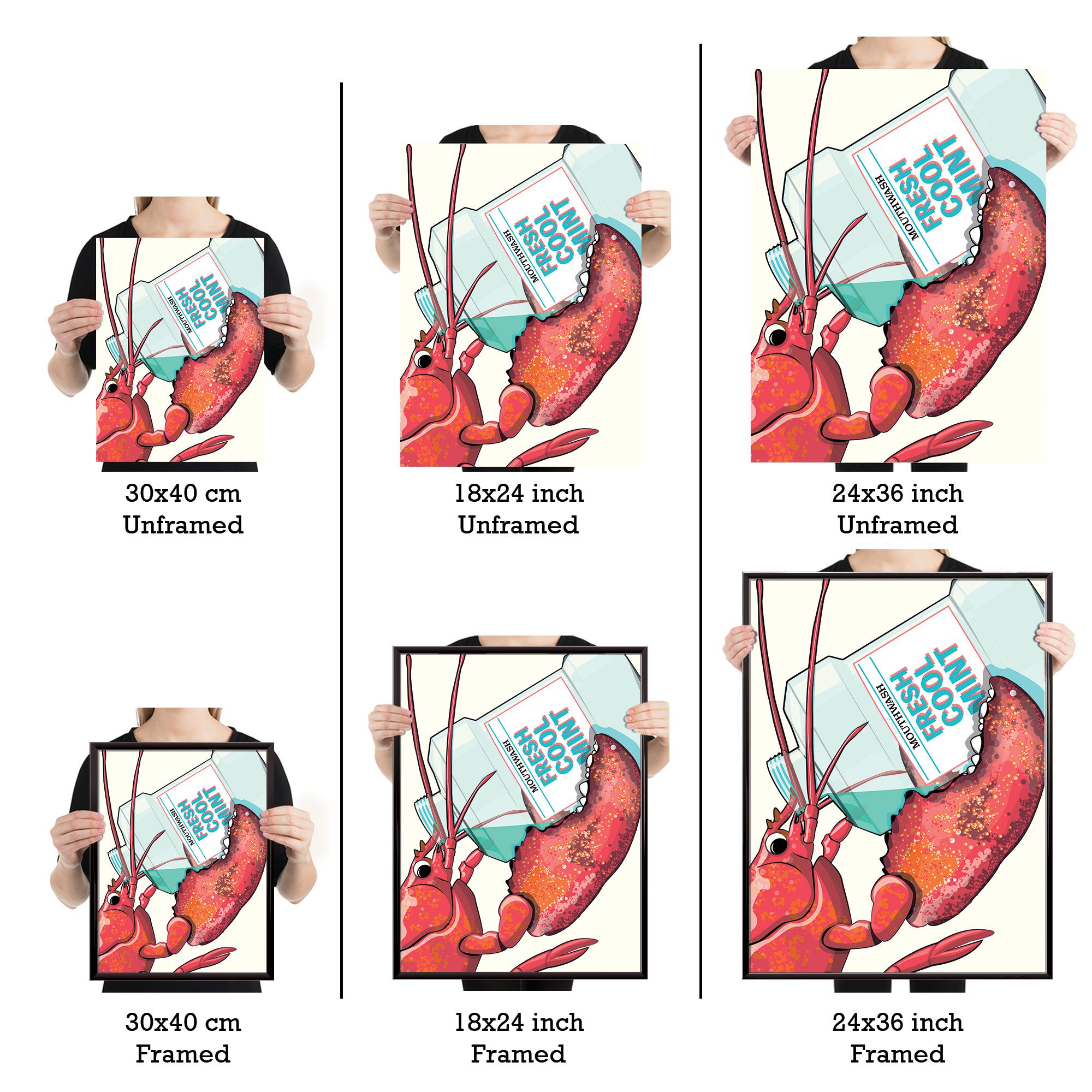 Lobster in the Bathroom, Funny Bathroom Humour Art Print