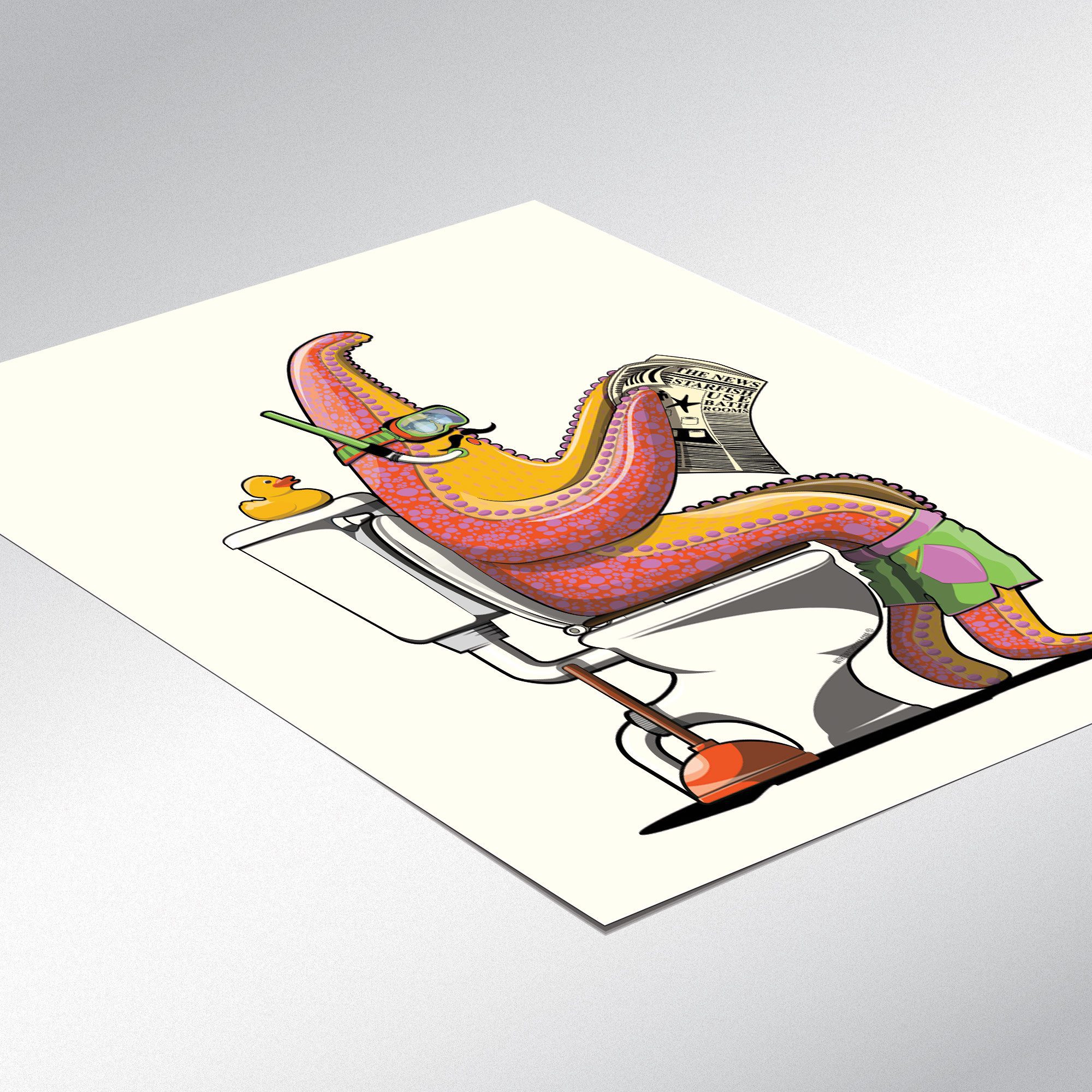 Starfish on the Toilet, Funny Bathroom Humour Art Print