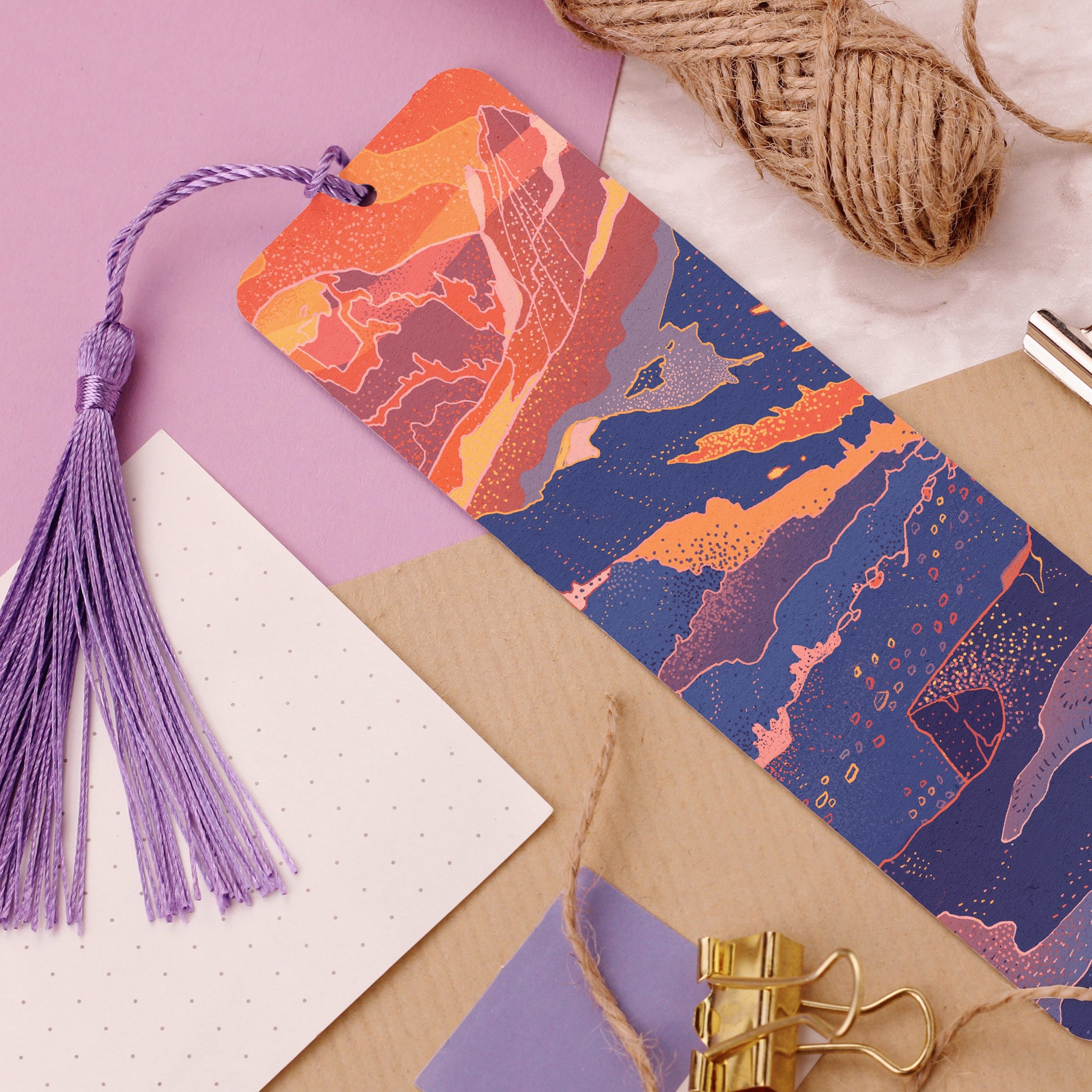 Sunrise Aluminium Bookmark, Mountains Metal Bookmark