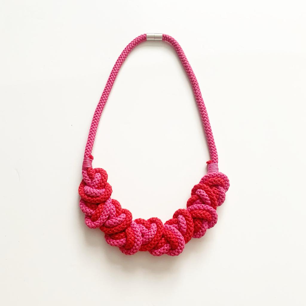 The Valentines necklace - Pink valentines necklace, pink heart necklace, sustainable pink jewellery