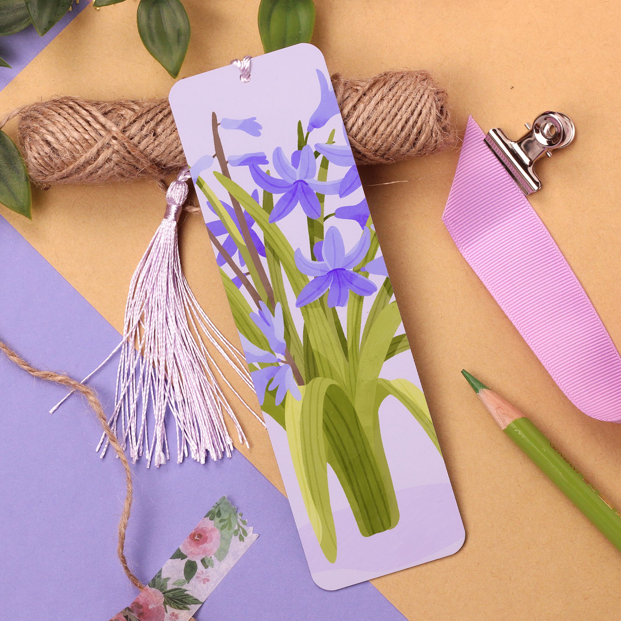 Hyacinth Aluminium Bookmark, Book Lover Art