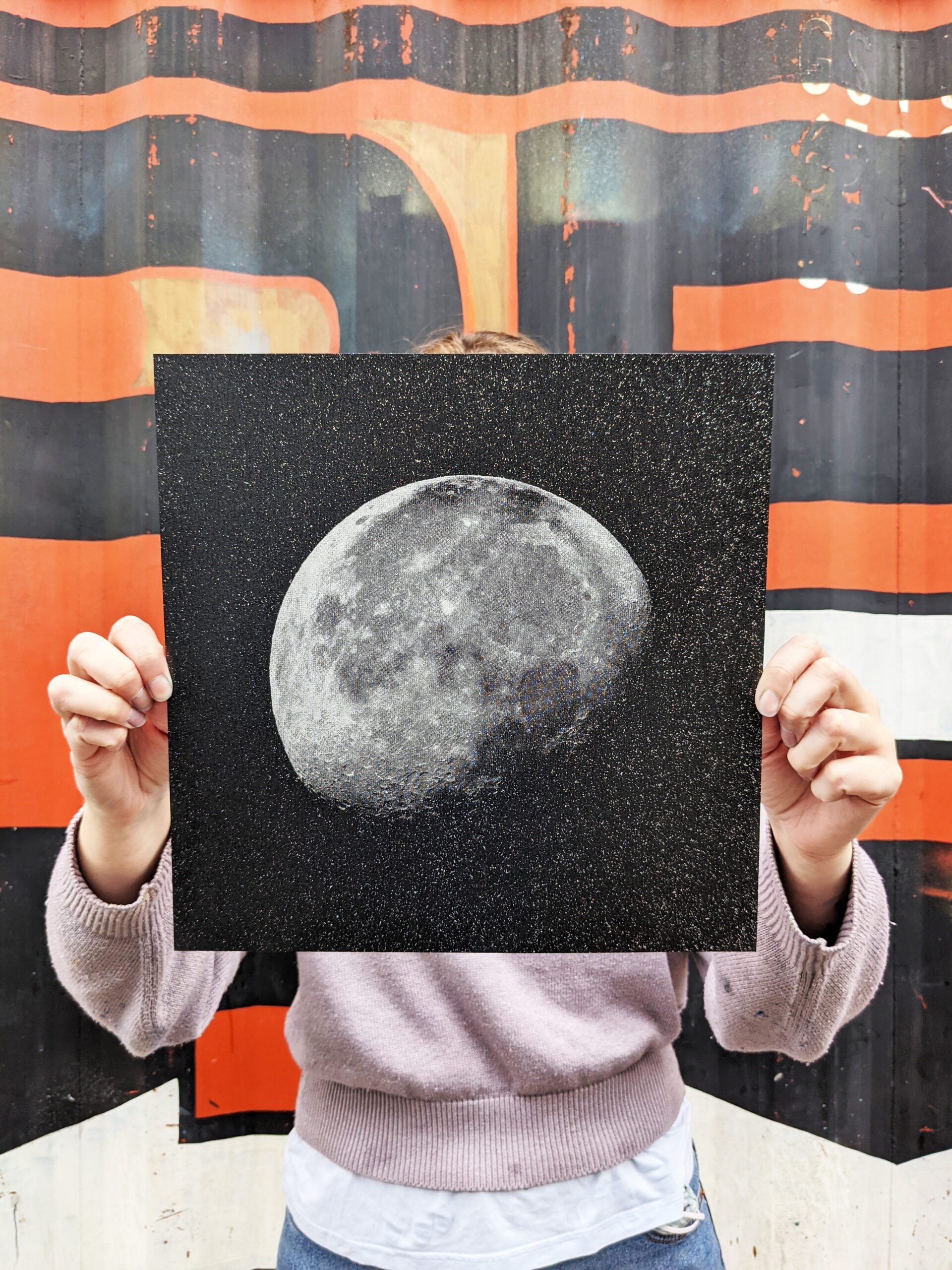 Moonshine (Black glitter paper) Screen print