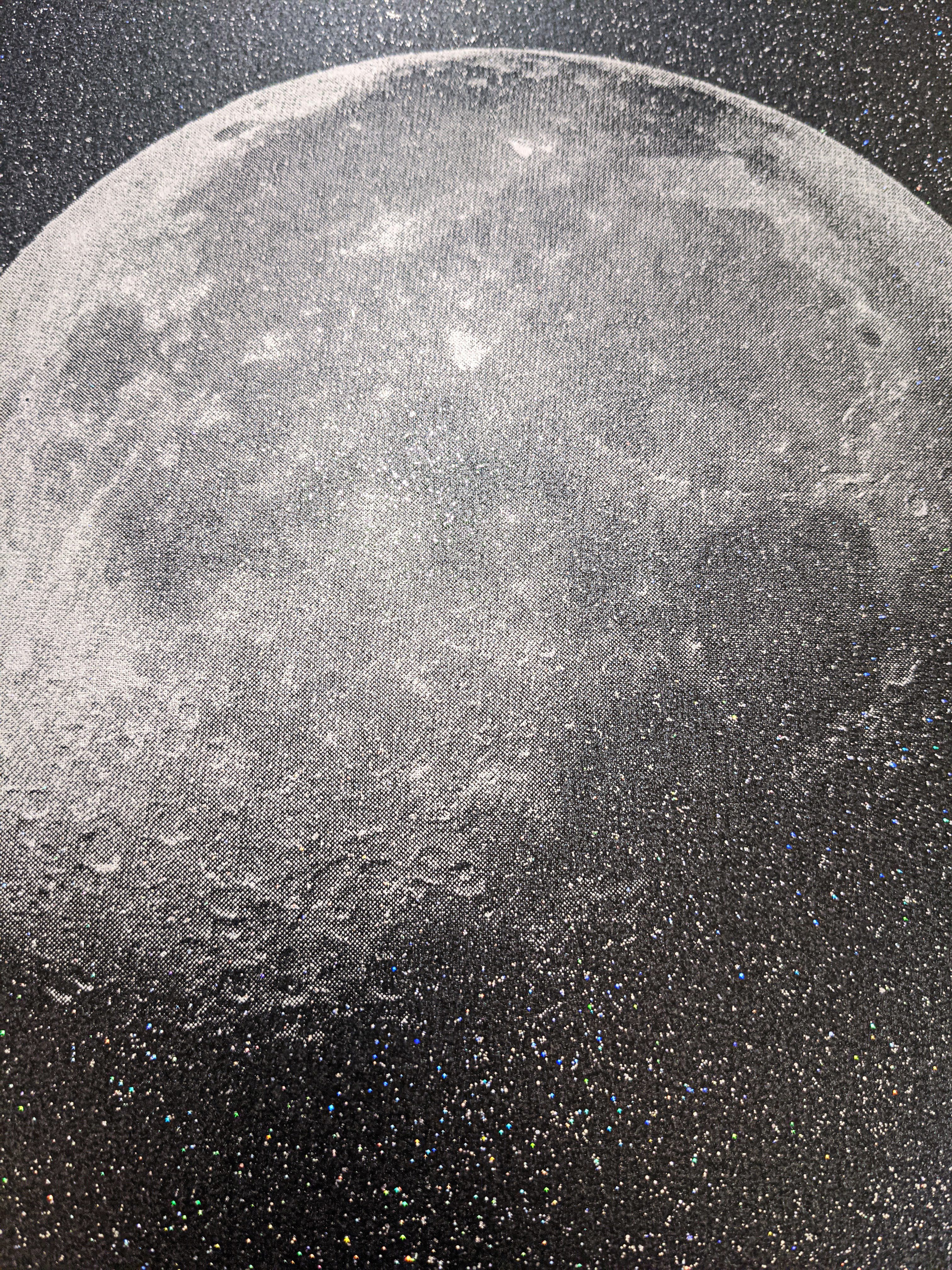 Moonshine (Black glitter paper) Screen print