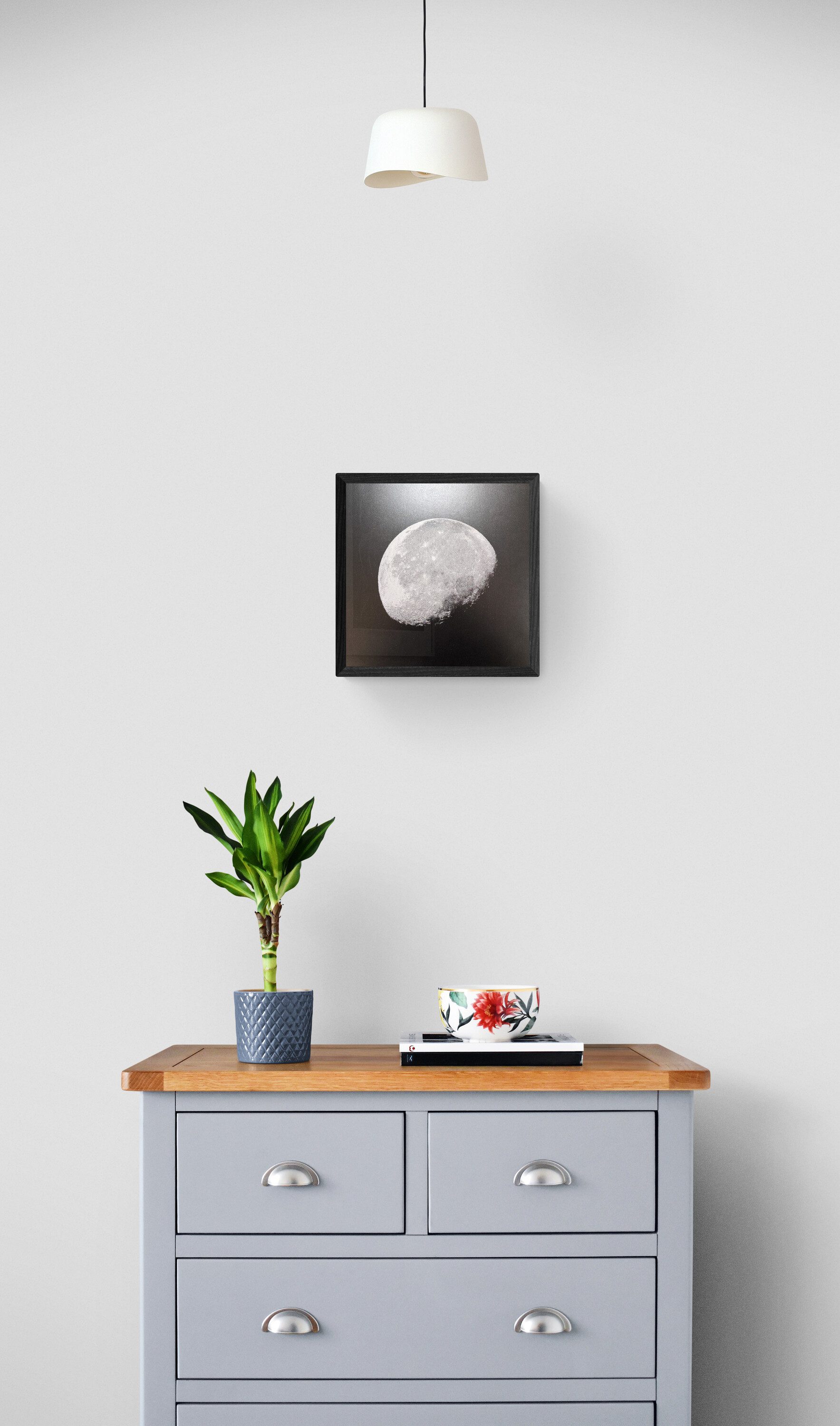 Moonshine (graphite paper, glitter moon) Screen print