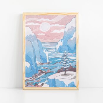 Blue Mountains Art Print, Arctic Art Print, Global Warming, Plastic Pollution, Winter Landscape