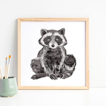 Raccoon Art Print, Cute Animal Print