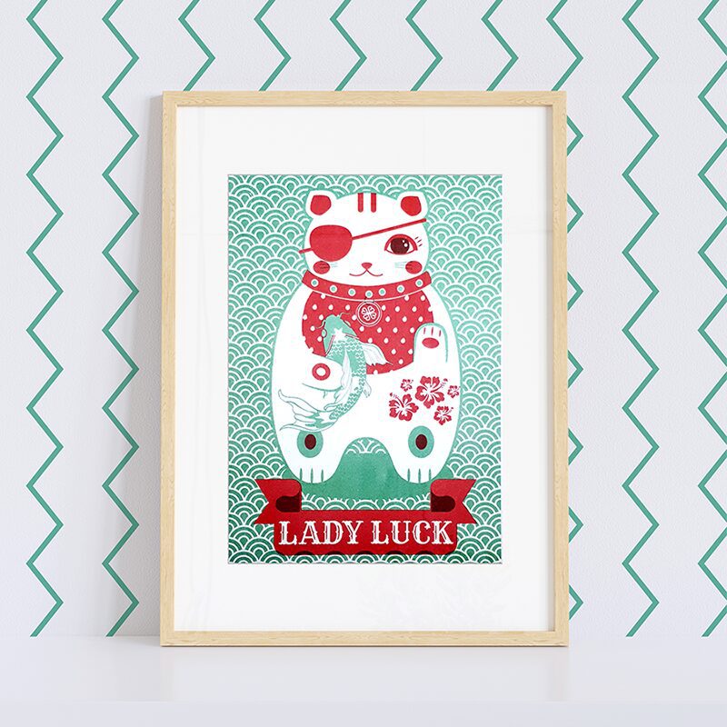 Lady Luck A4 Risograph Print