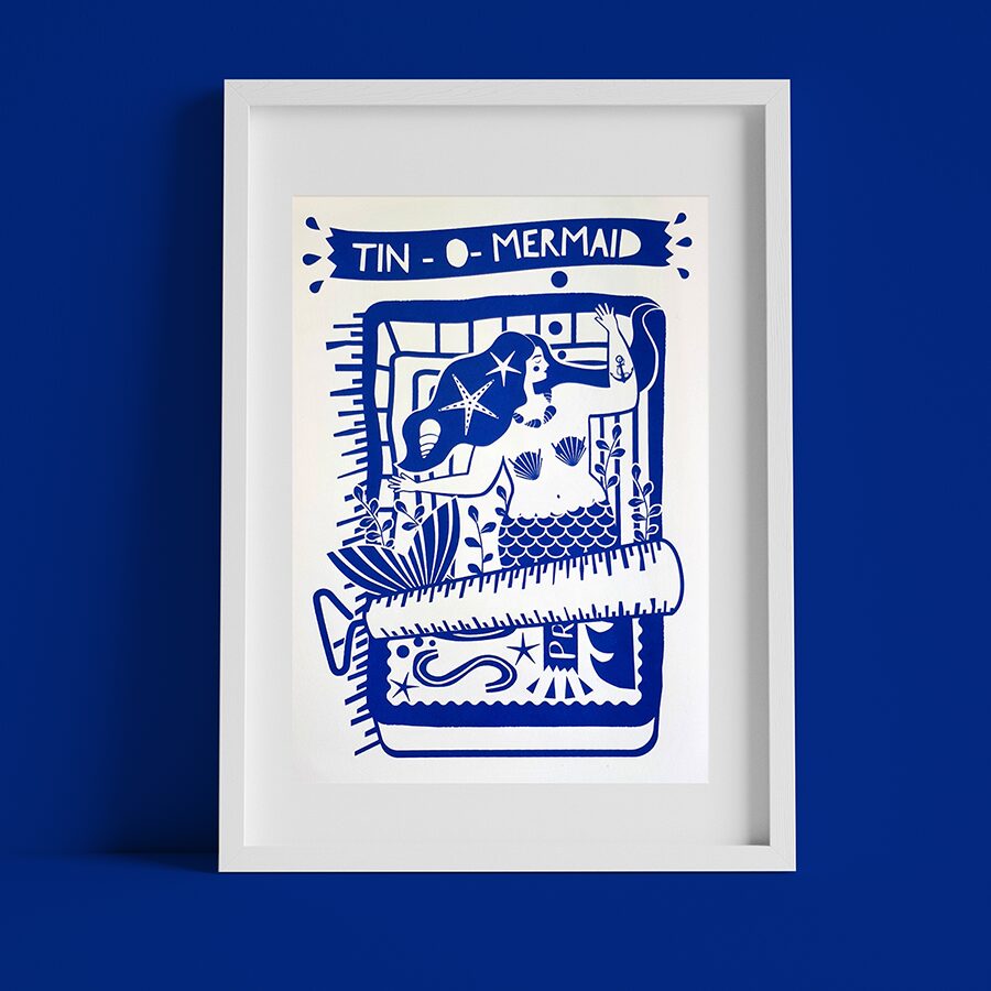 Tin-O-Mermaid A4 Handmade Screen Print