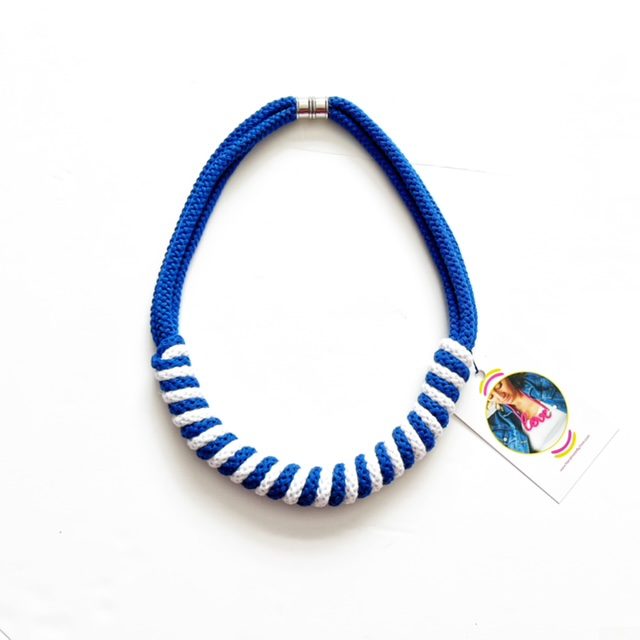 Mixed colours Cotton Necklace finished with magnetic closure