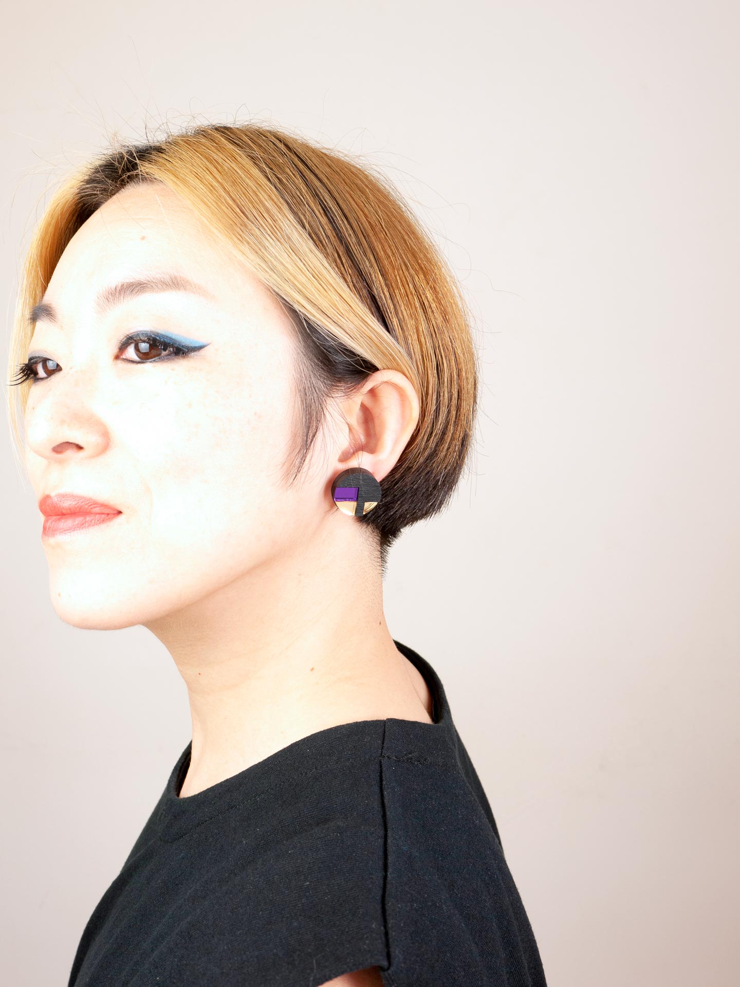 FORM067 NUT Stud Earrings - Purple