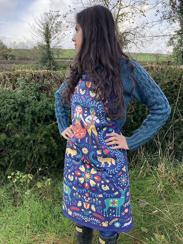100% Cotton Woodland Gypsy Apron in Deep Blue