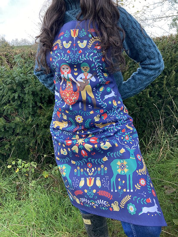 100% Cotton Woodland Gypsy Apron in Deep Blue