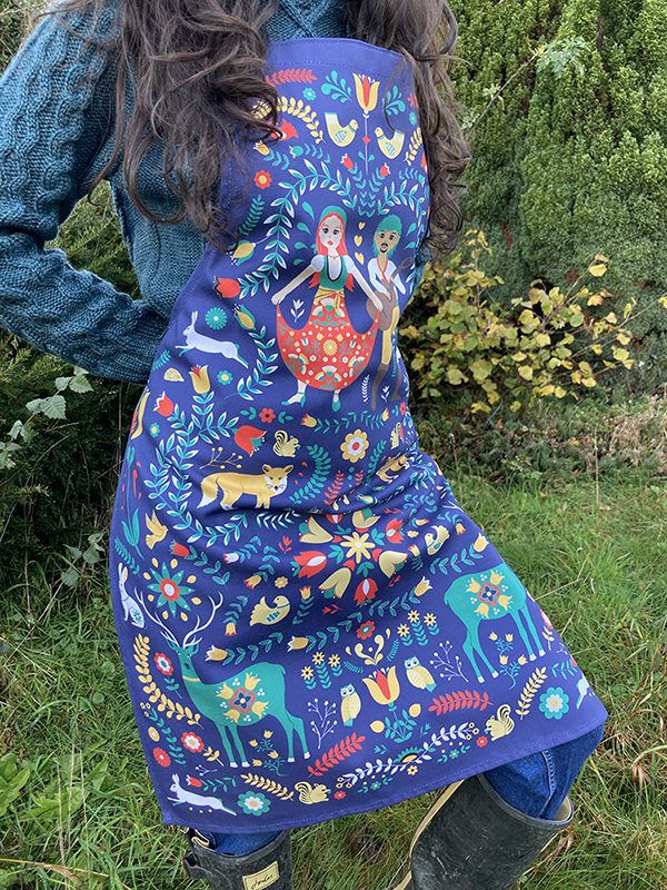 100% Cotton Woodland Gypsy Apron in Deep Blue