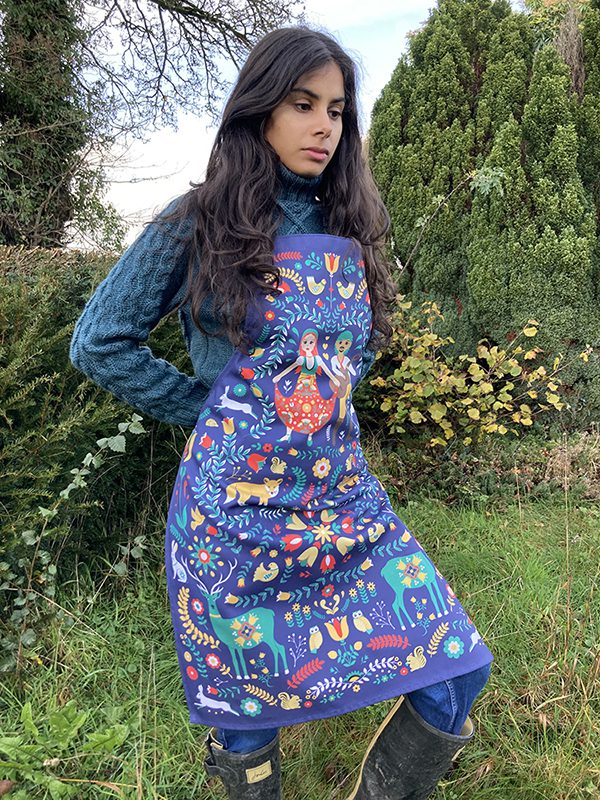 100% Cotton Woodland Gypsy Apron in Deep Blue