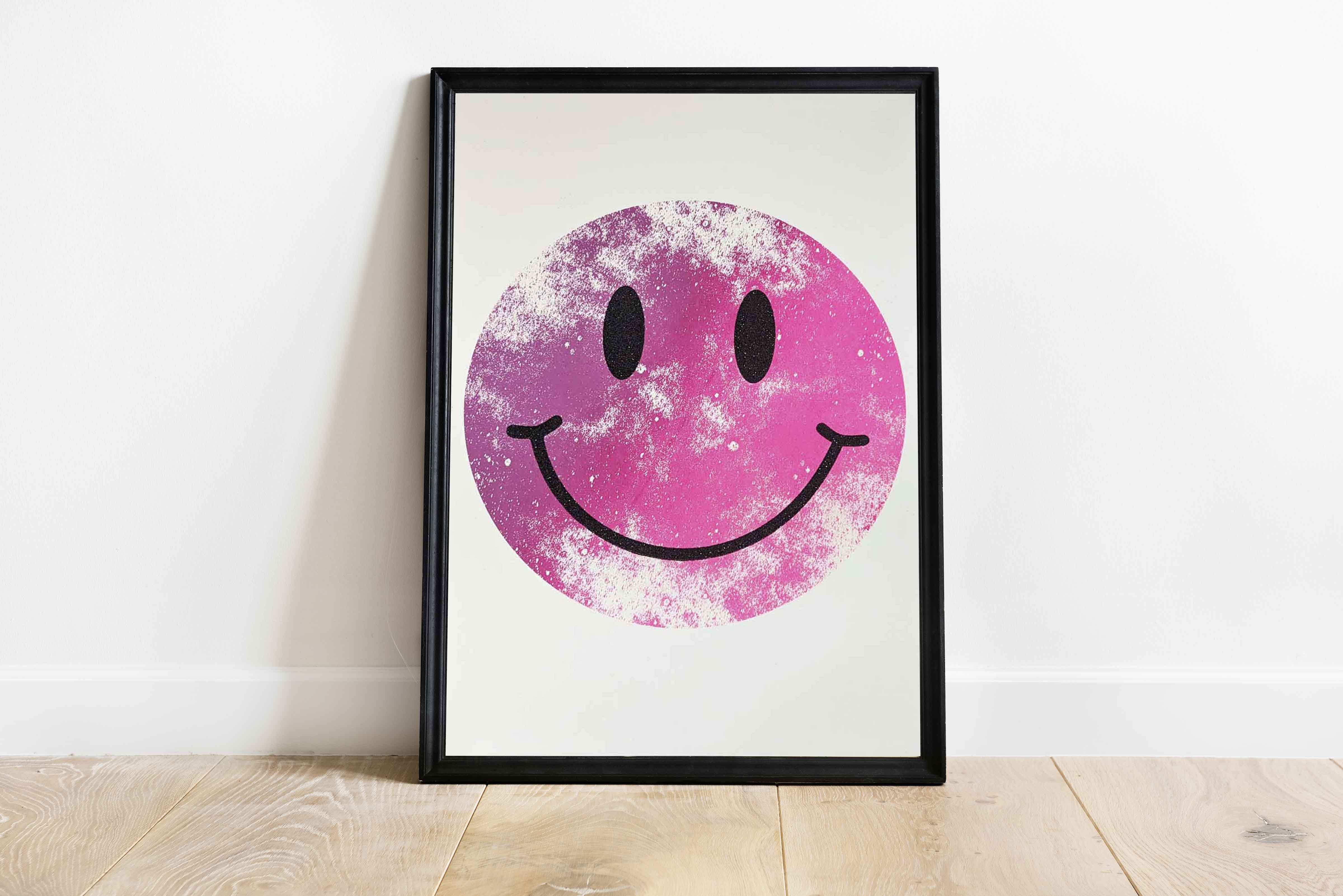 Fluorescent Moon Screen Print A4 (Pink)