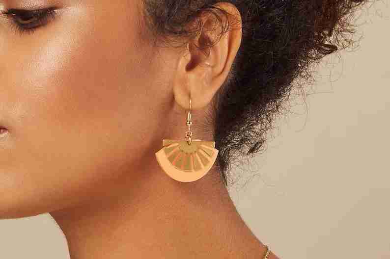 Sunset Statement Earrings – Brass Art deco Earrings