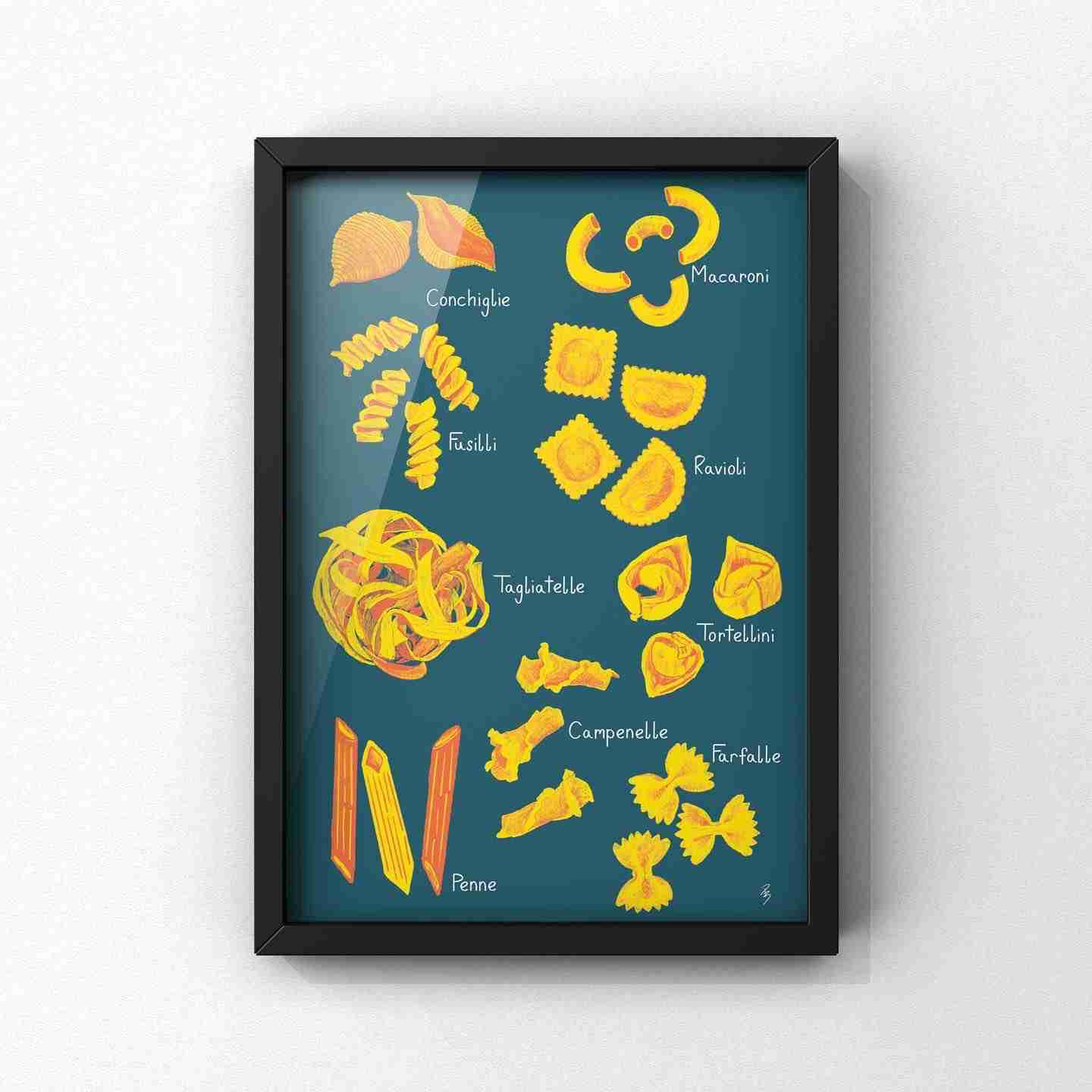 A Selection of Pasta Art Print