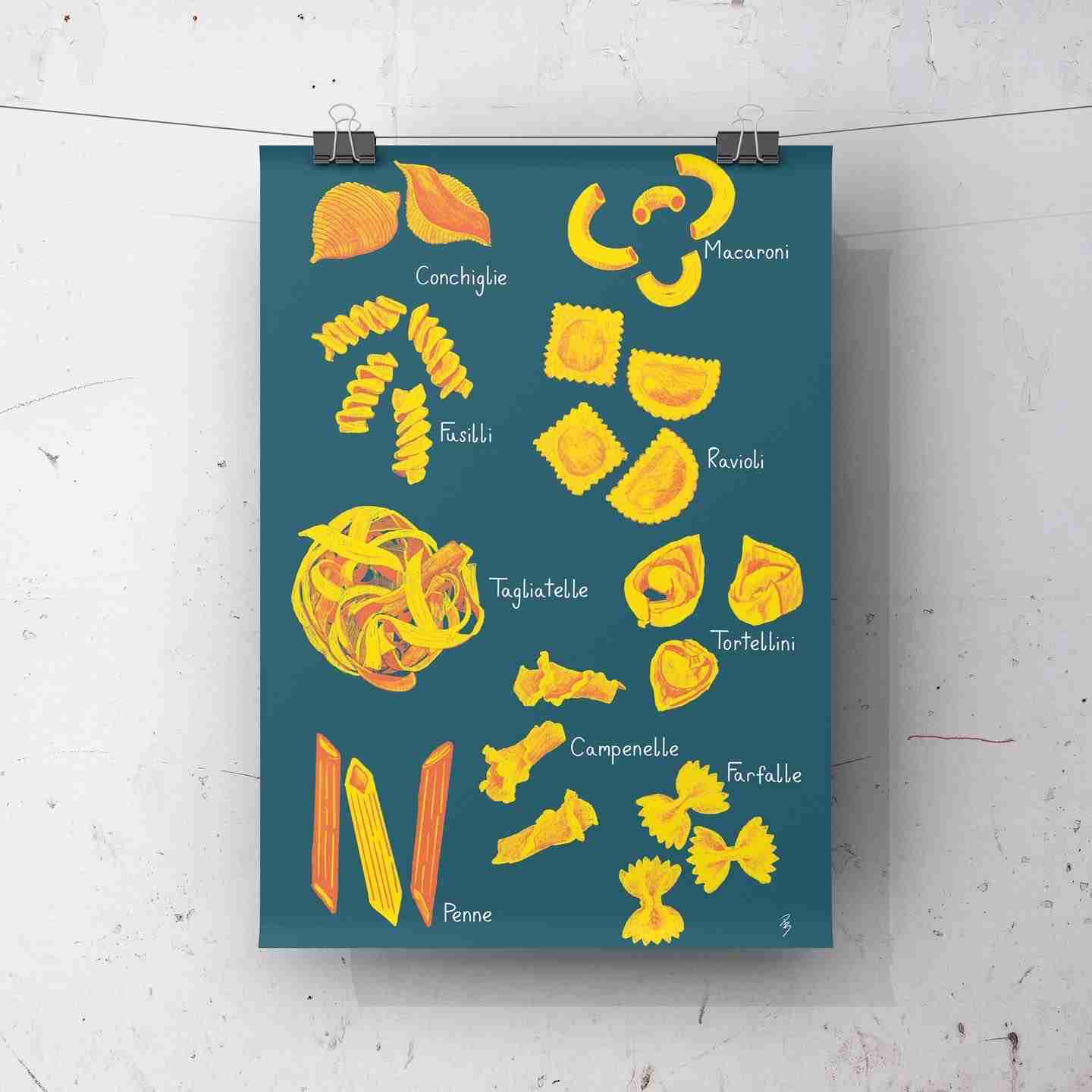 A Selection of Pasta Art Print