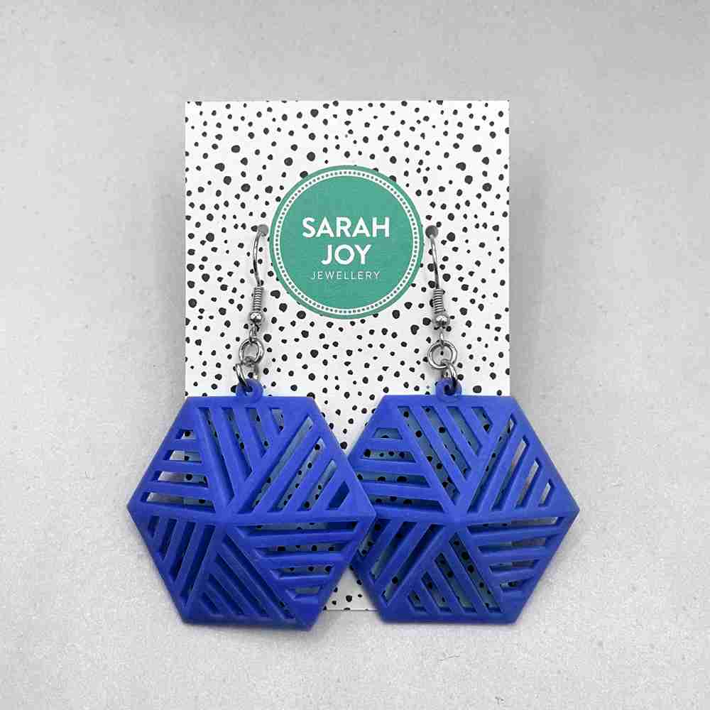 Large Stripe Hexagon Earrings