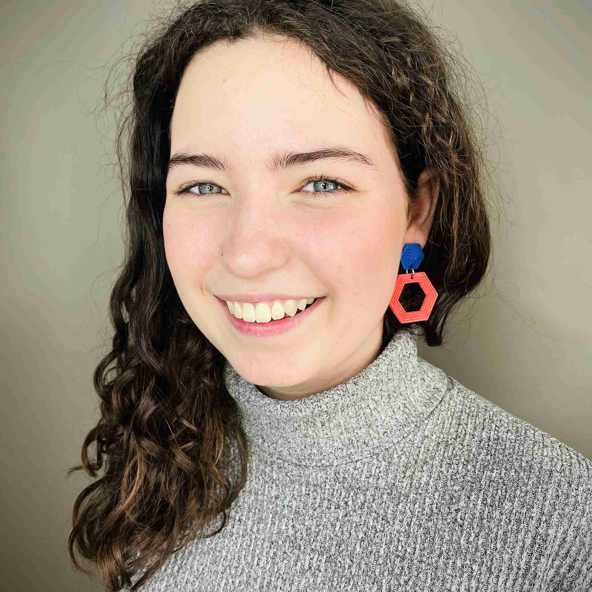 Mismatched Hexagon Drop Earrings