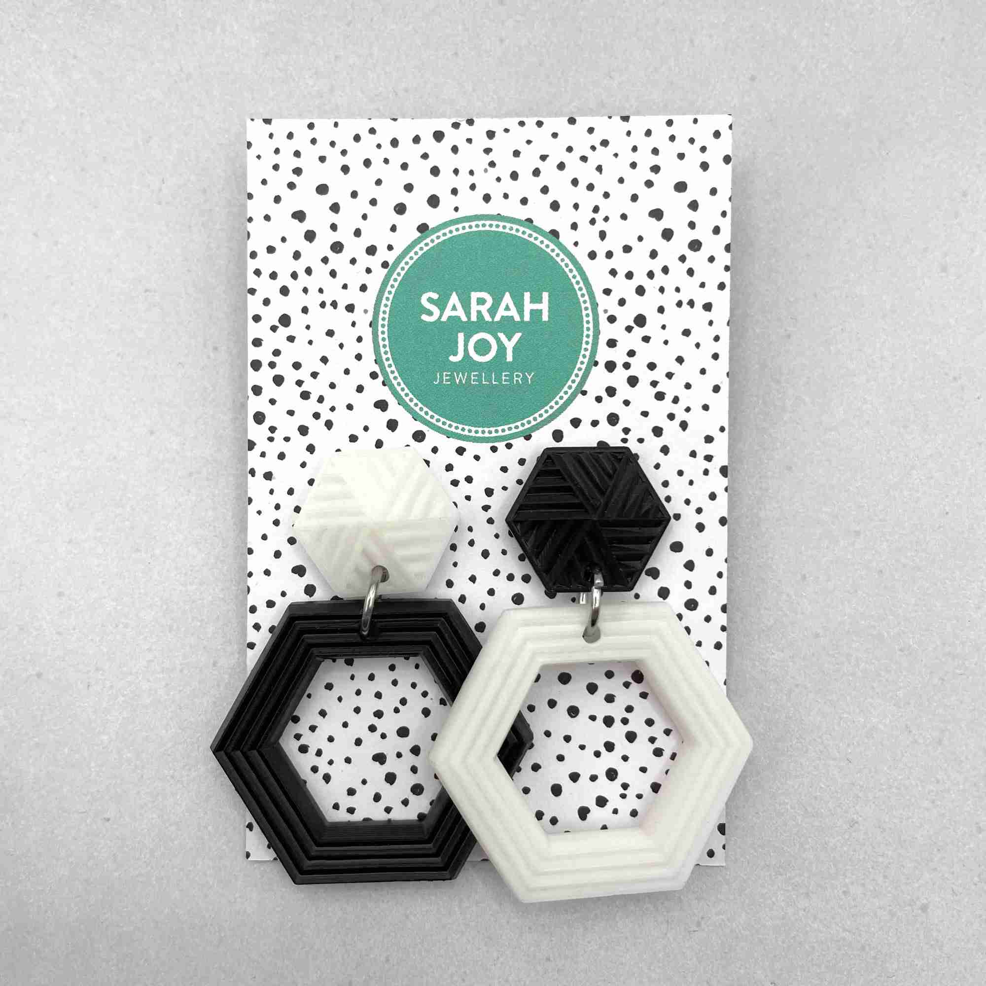 Mismatched Hexagon Drop Earrings
