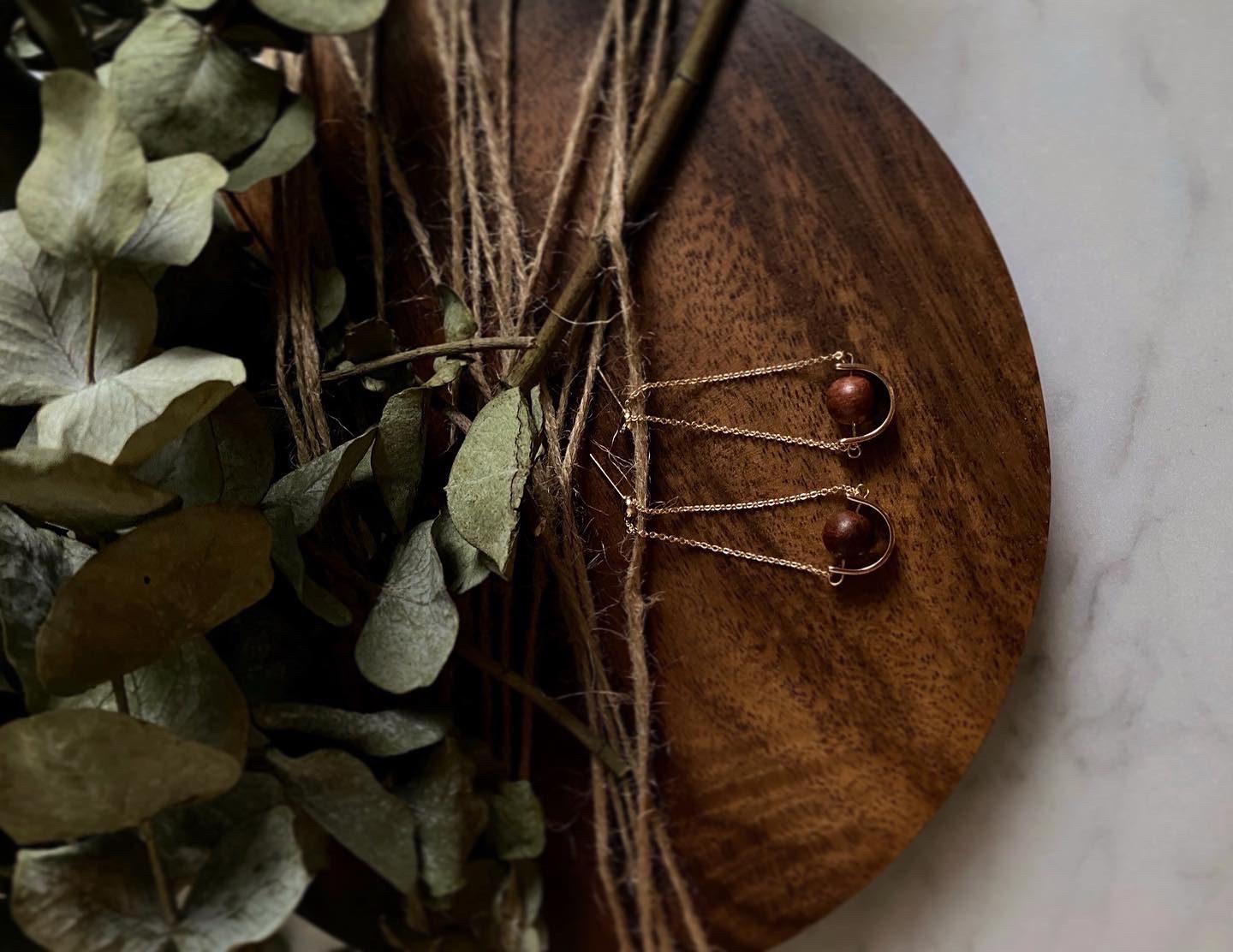 Libra Wooden Ball Earrings