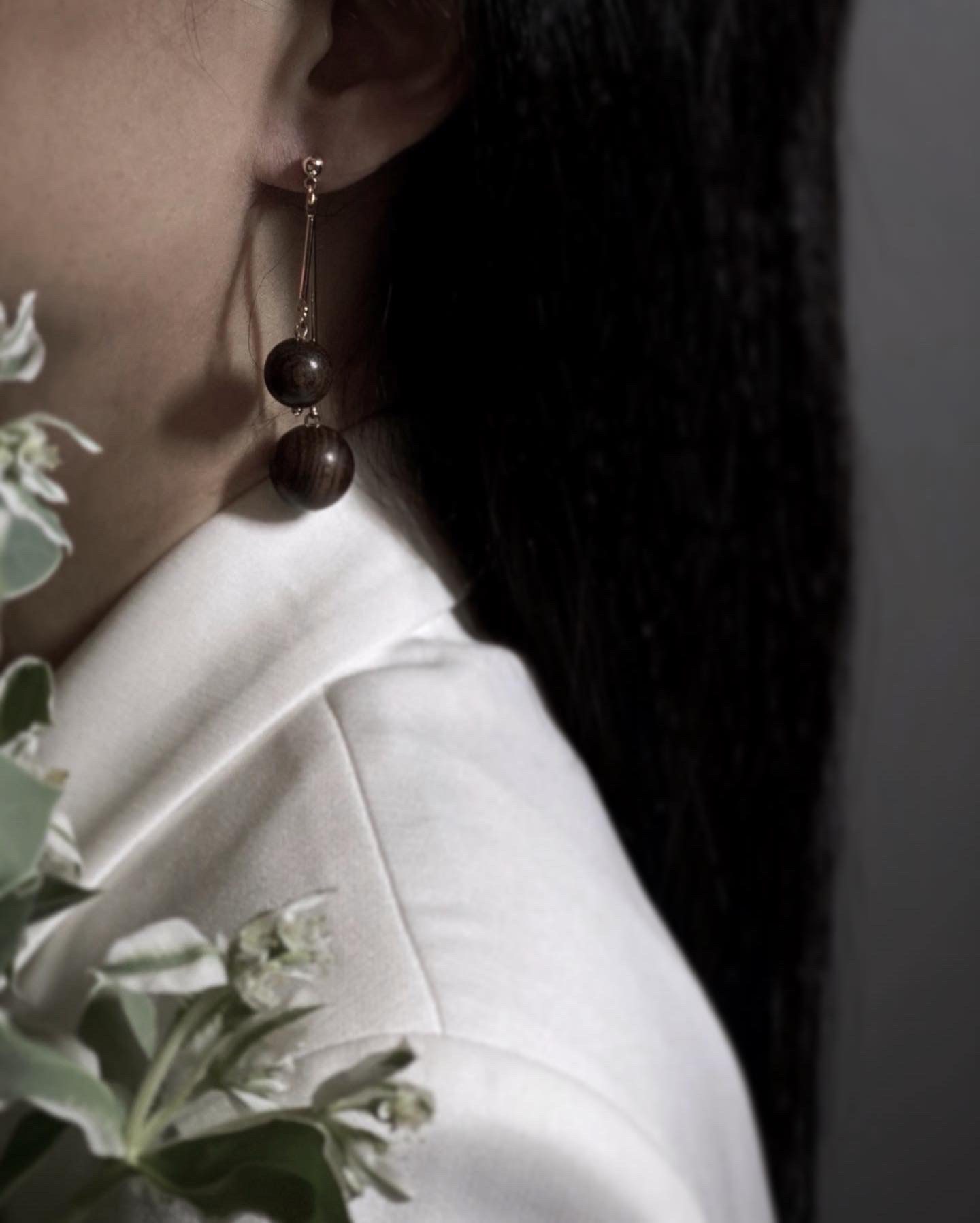 Wooden Ball Earrings - Gemini