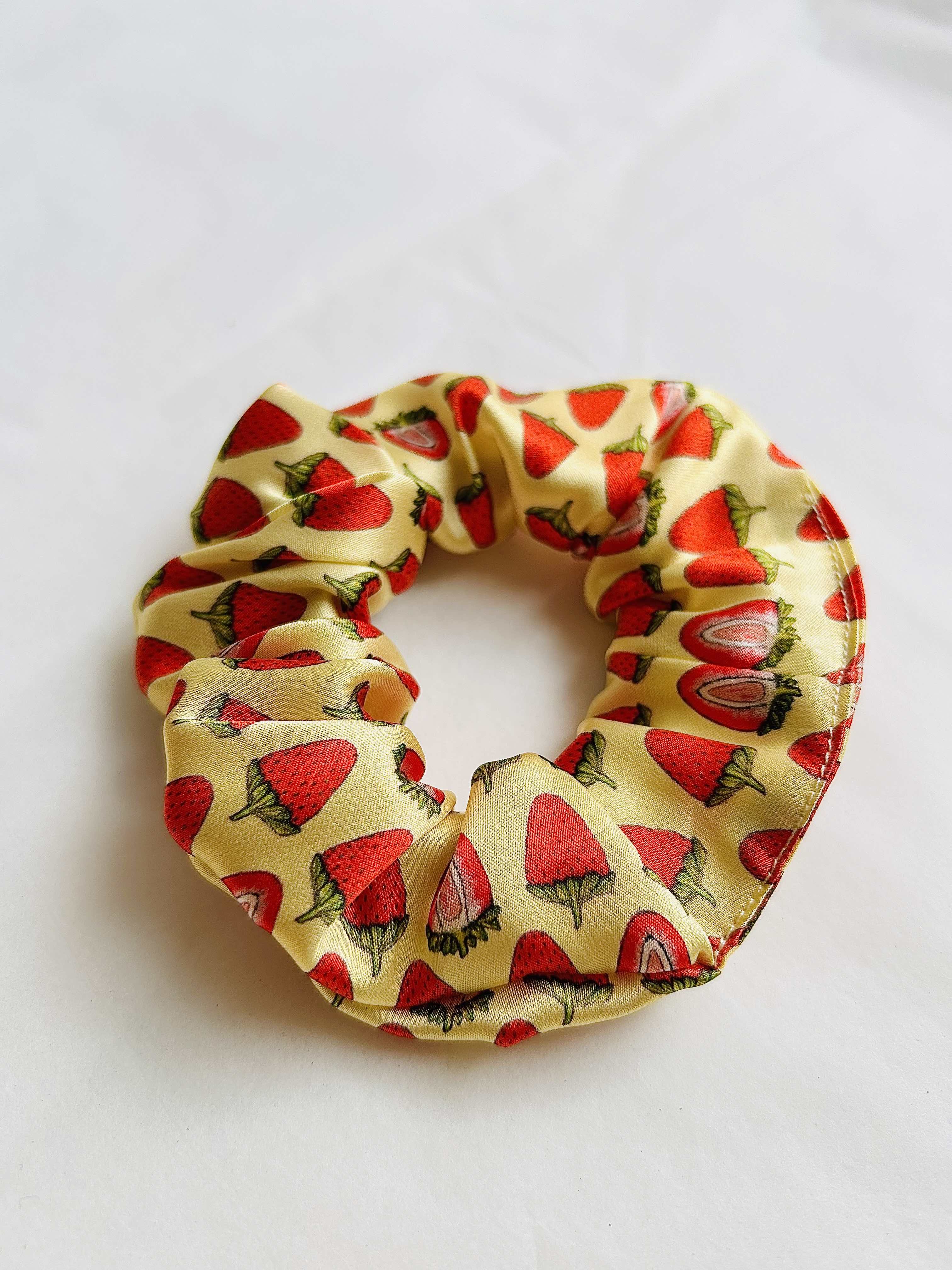 Strawberries and cream silk scrunchie