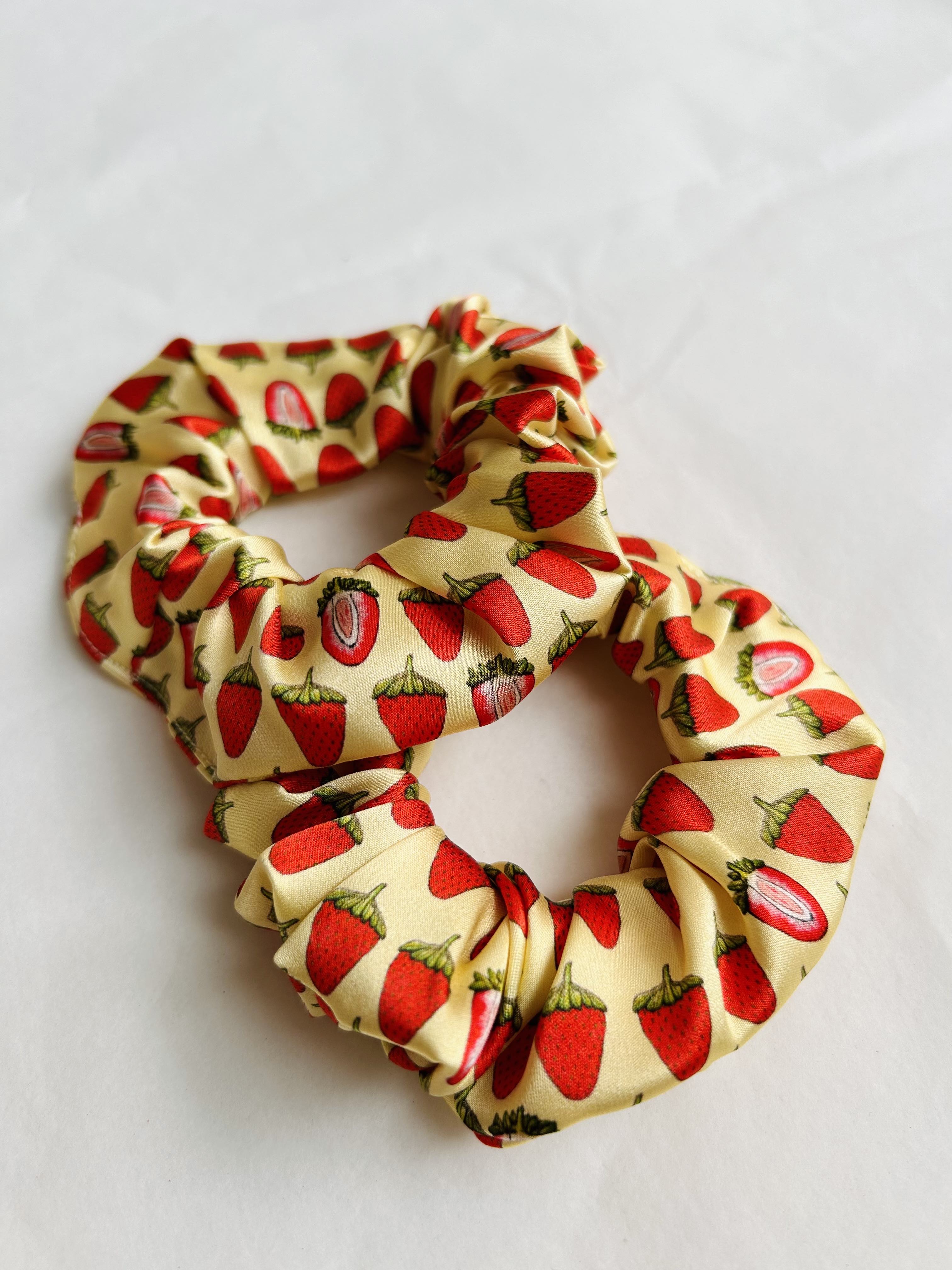 Strawberries and cream silk scrunchie