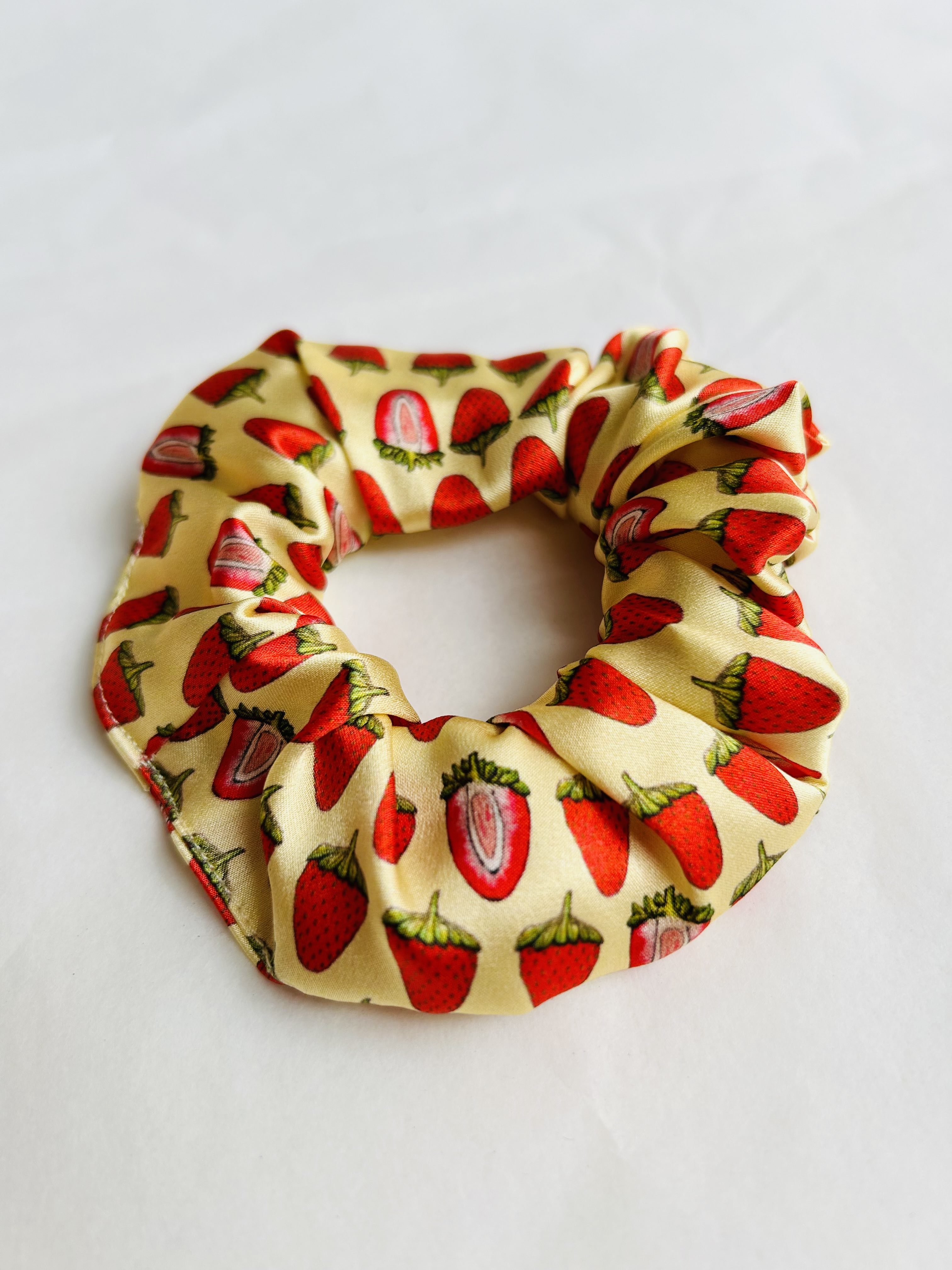 Strawberries and cream silk scrunchie