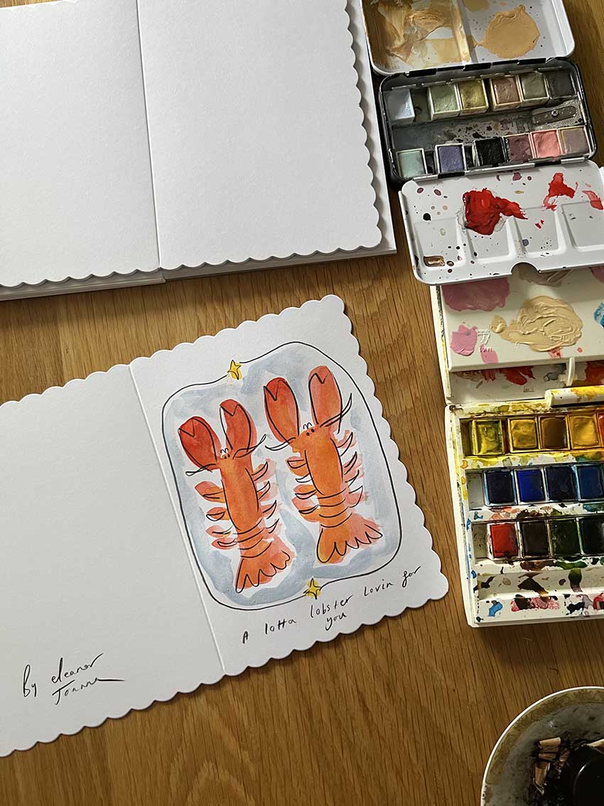 A lotta Lobster Lovin' for you - Hand Painted card