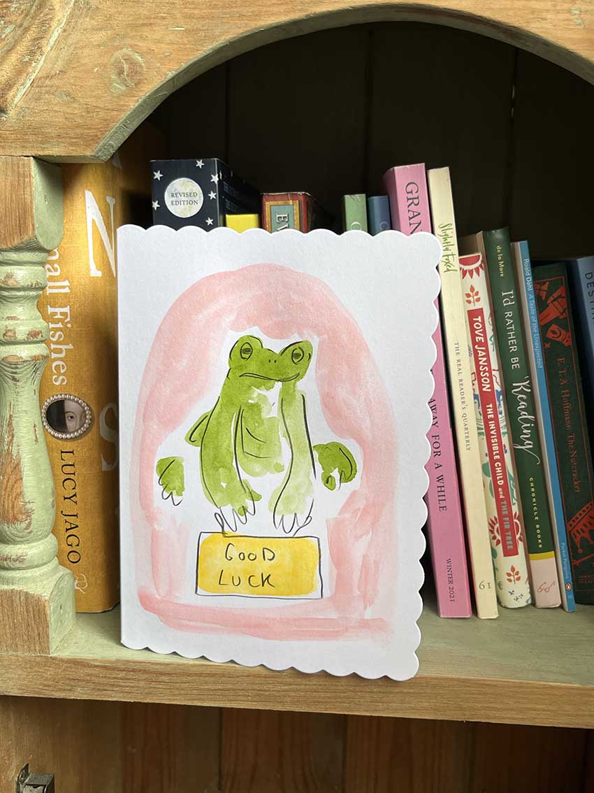 Good Luck Frog Greetings Card - Hand-Painted