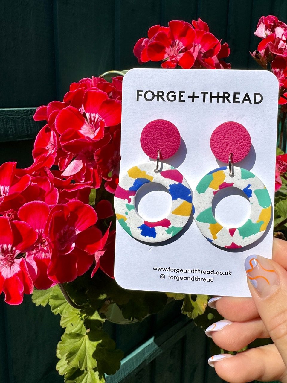 White Terrazzo Circle Earrings