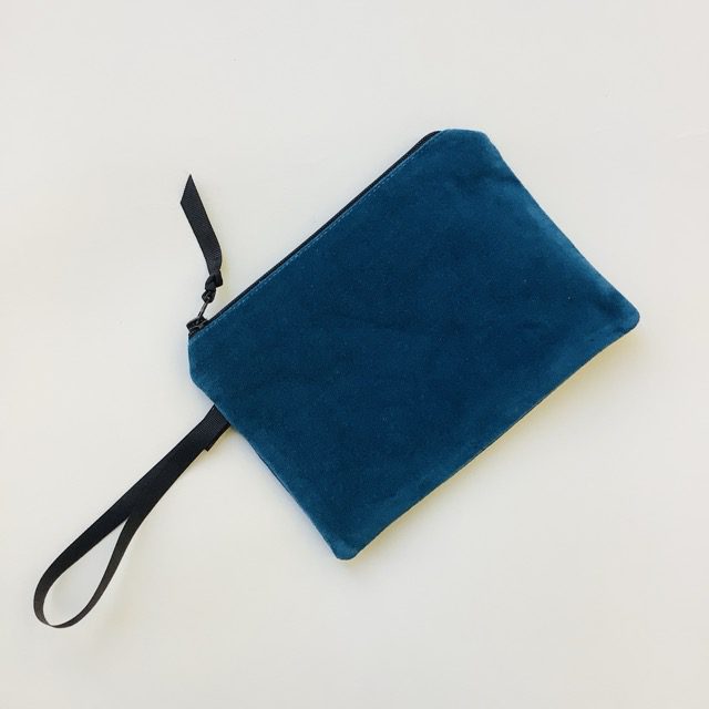 Teal Velvet Koi Fish velvet zip-up pouch